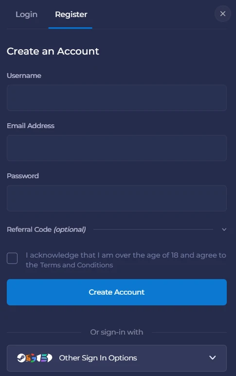 Rainbet Sign Up Form